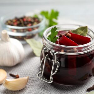 Homade pickled beets using salt.
