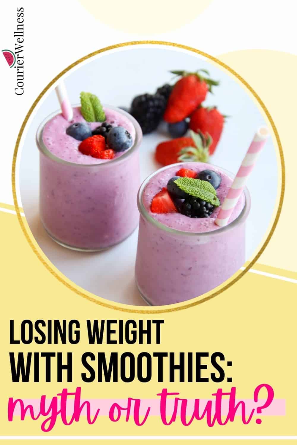 Two popular fruit smoothies with straws, suggesting they can aid in weight loss.