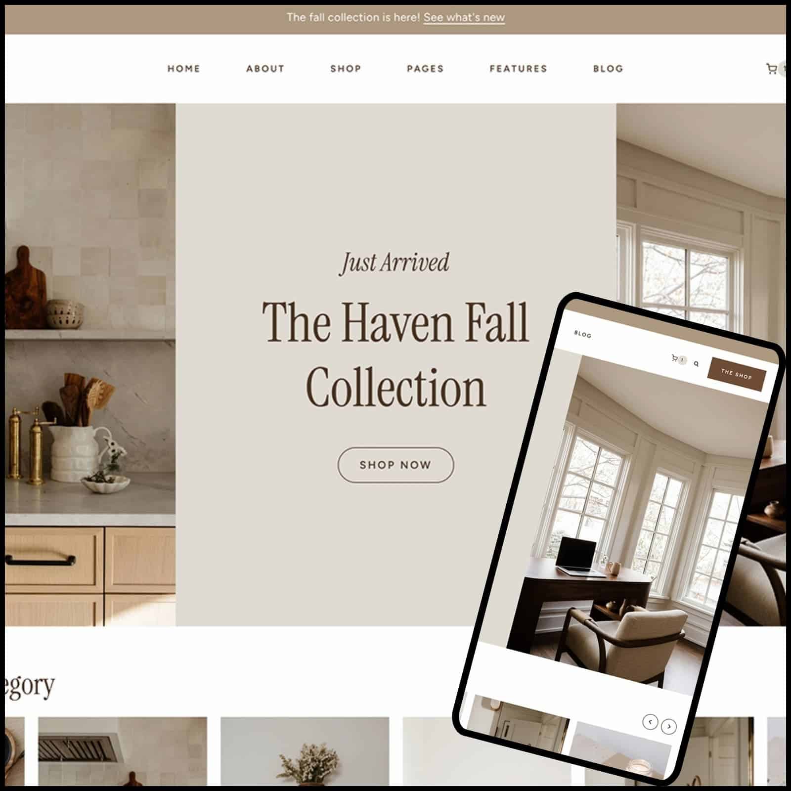 Image of the Haven theme from 17th Avenue Designs made with Kadence. block.