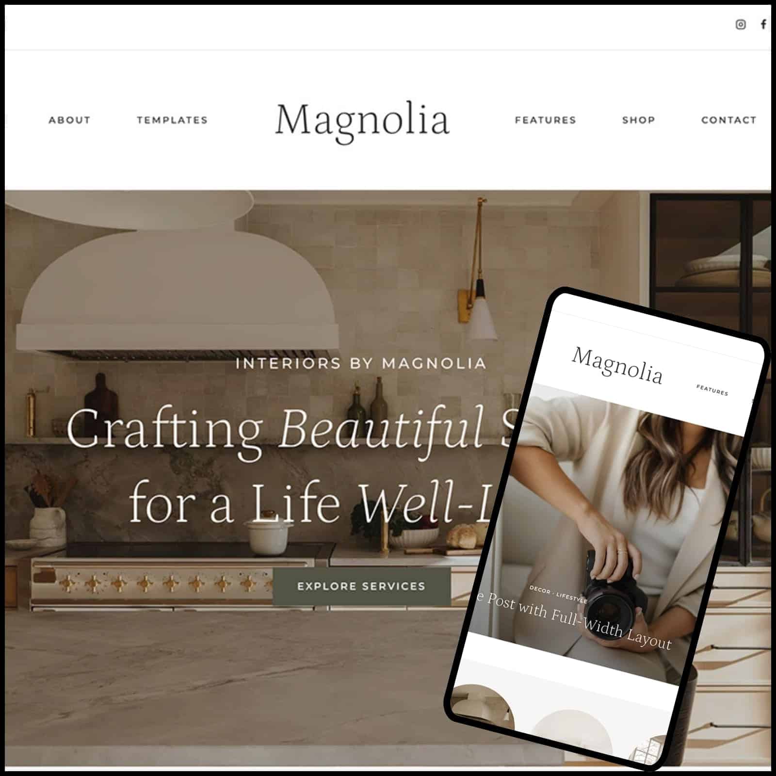 Image of Magnolia theme by 17th Avenue Designs in a Kadence block.