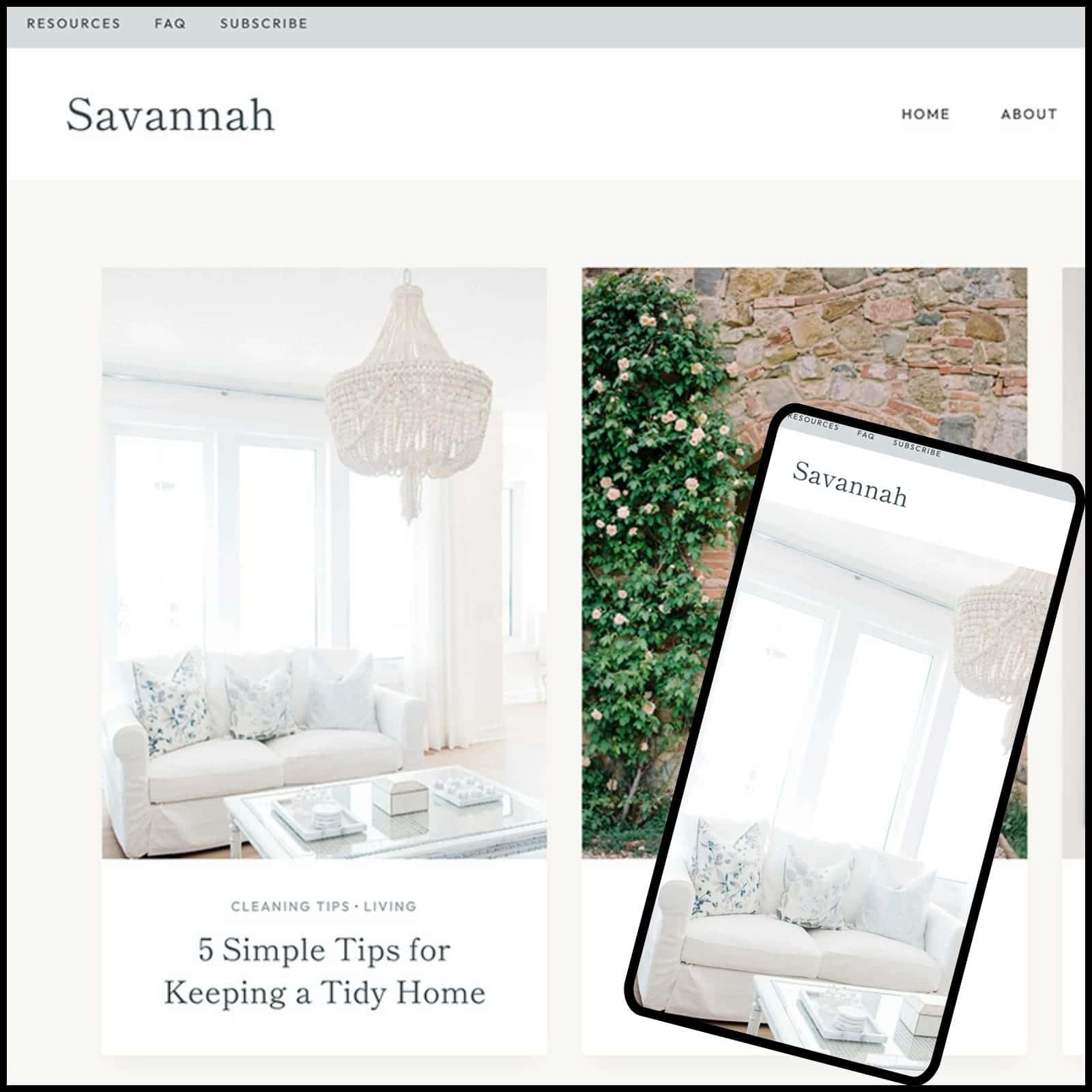Image of Savannah theme by 17th Avenue Designs in a Kadence block.