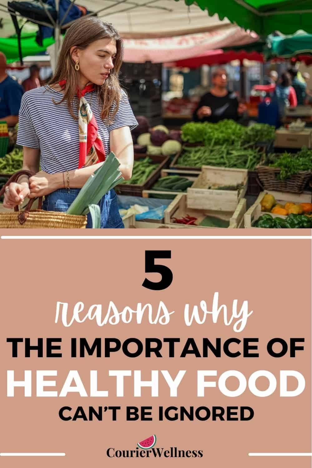 A young woman at a food market browsing for fresh fruits and vegetables, appreciating the importance of healthy food.