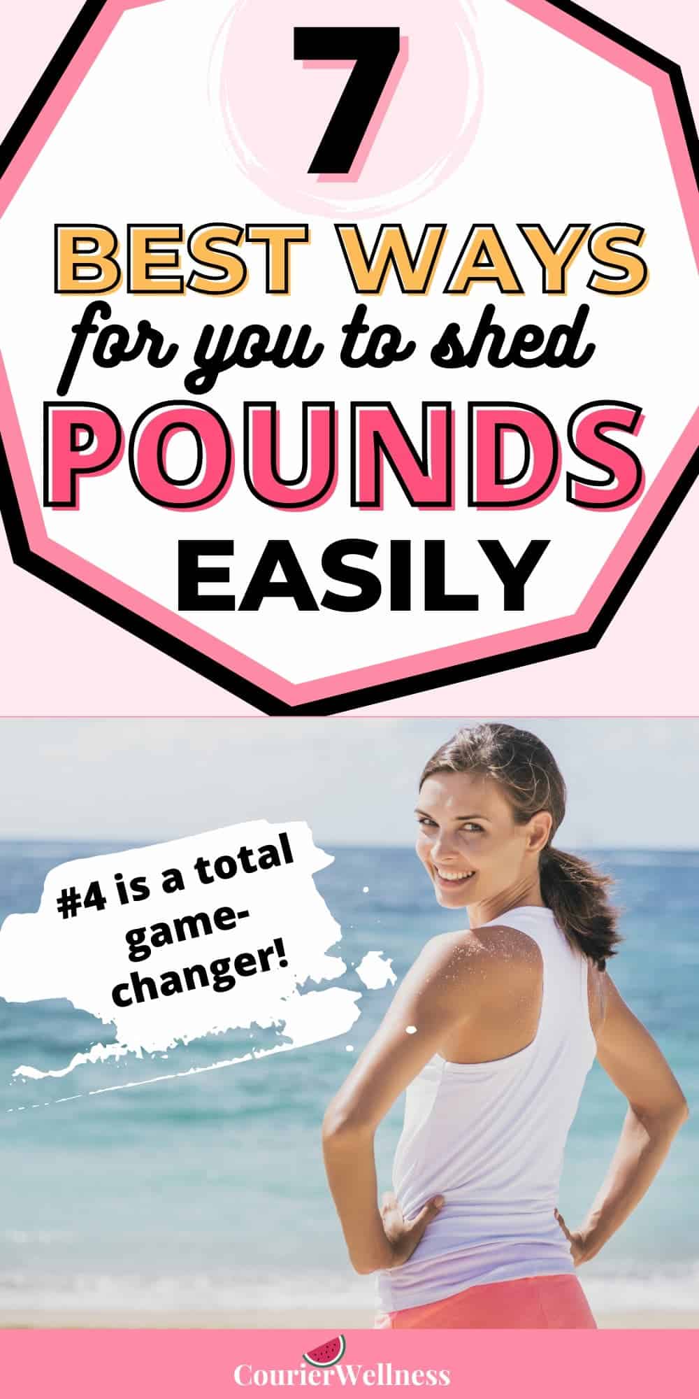 A woman standing confidently and smiling in her toned body by the beach shows that she knows how to lose weight sustainably.