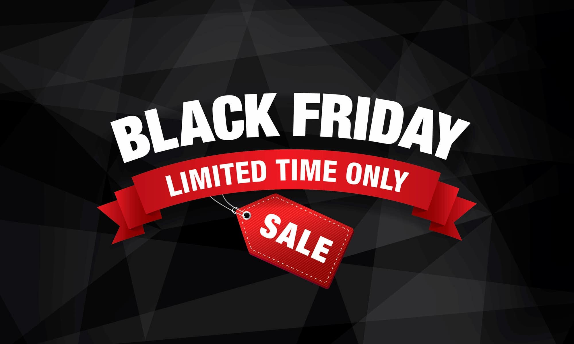 Black friday sale banner on a black background.