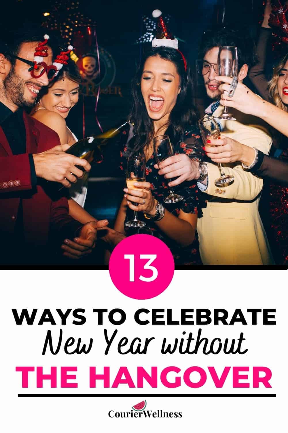 Friends celebrate the New Year together, having fun without thinking about avoiding a hangover the next day.