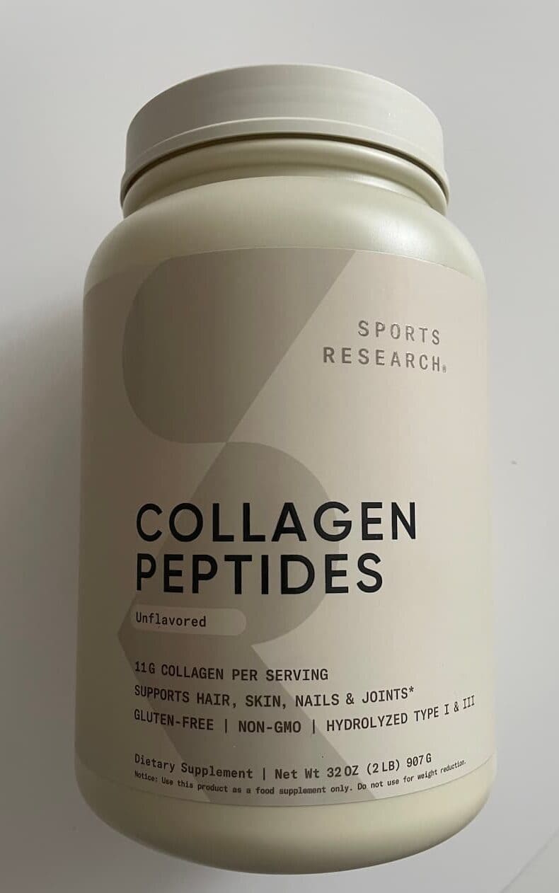 Sports Research Collagen Peptides against a white background.