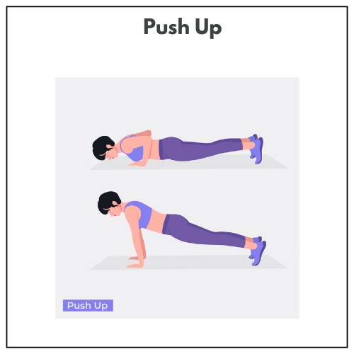 Two images showing the start and end position of a push up.
