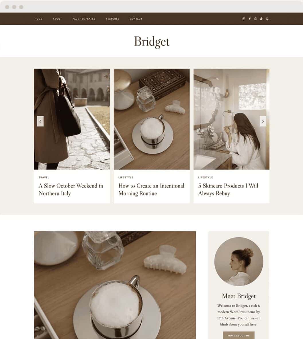 Image of Bridget Starter WordPress theme by 17th Avenue Designs.