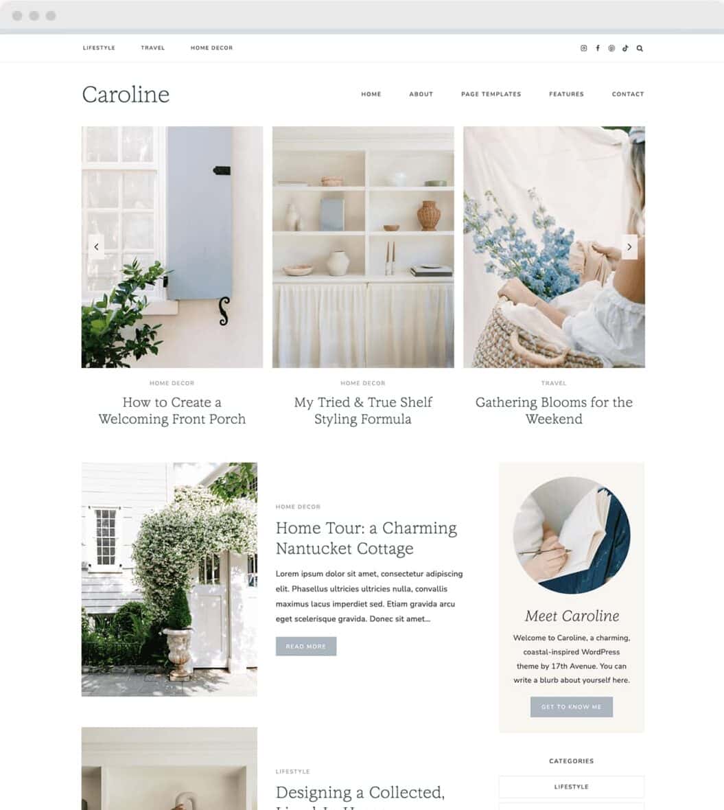 Image of Caroline Starter theme by 17th Avenue Designs.