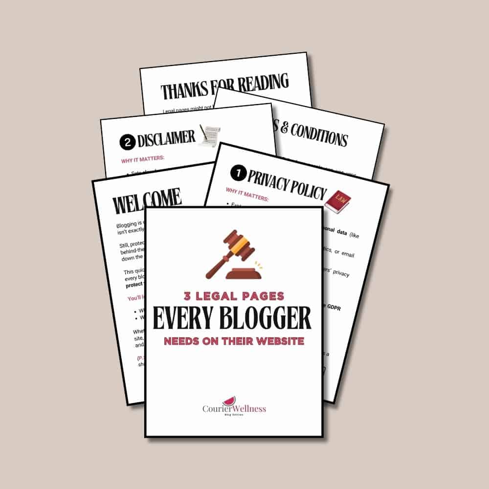 Preview of the original "3 Legal Pages Every Blogger Needs on Their Website" freebie before it was redesigned with Haute Stock branding.